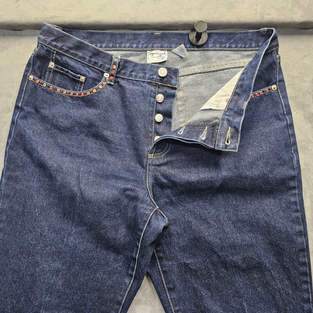 Spiegel Life Vintage High Rise Straight Leg Rhinestone Studded Jeans Size 16